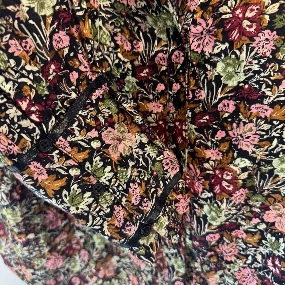 Free People NWT Daybreak Blouse Floral Long Sleeve Ruffles